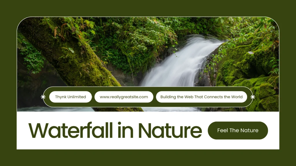 green white simple modern waterfall in nature presentation